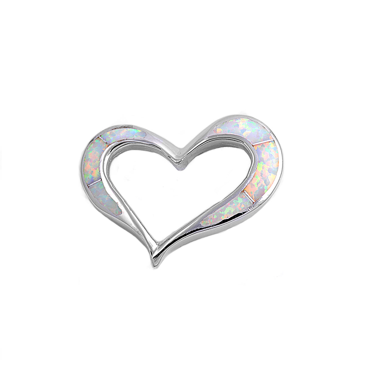 Silver Lab Opal Pendant - Heart