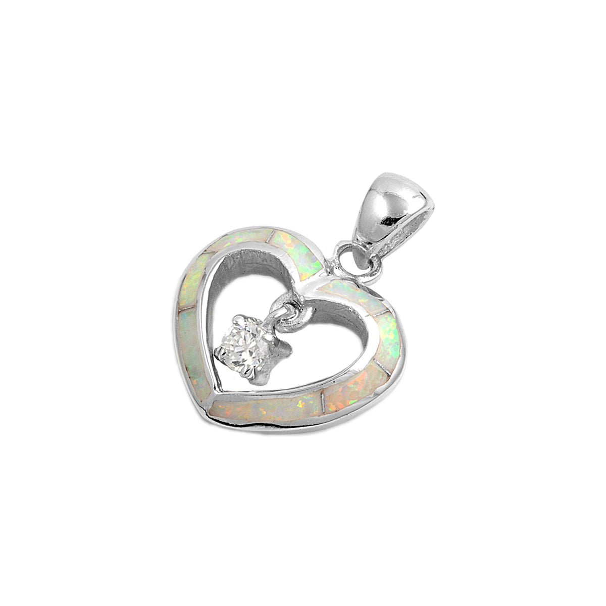 Silver Lab Opal Pendant - Heart