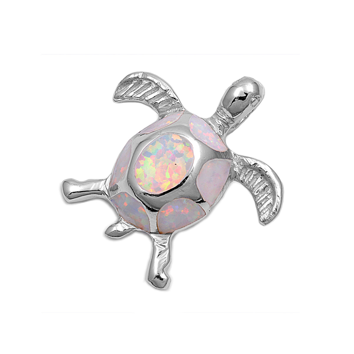 Silver Lab Opal Pendant - Turtle