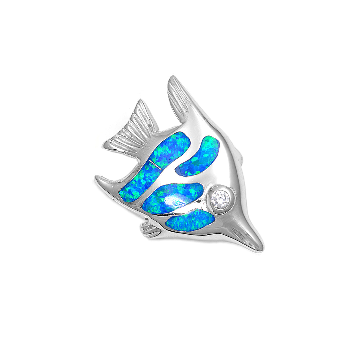 Silver Lab Opal Pendant - Angel Fish