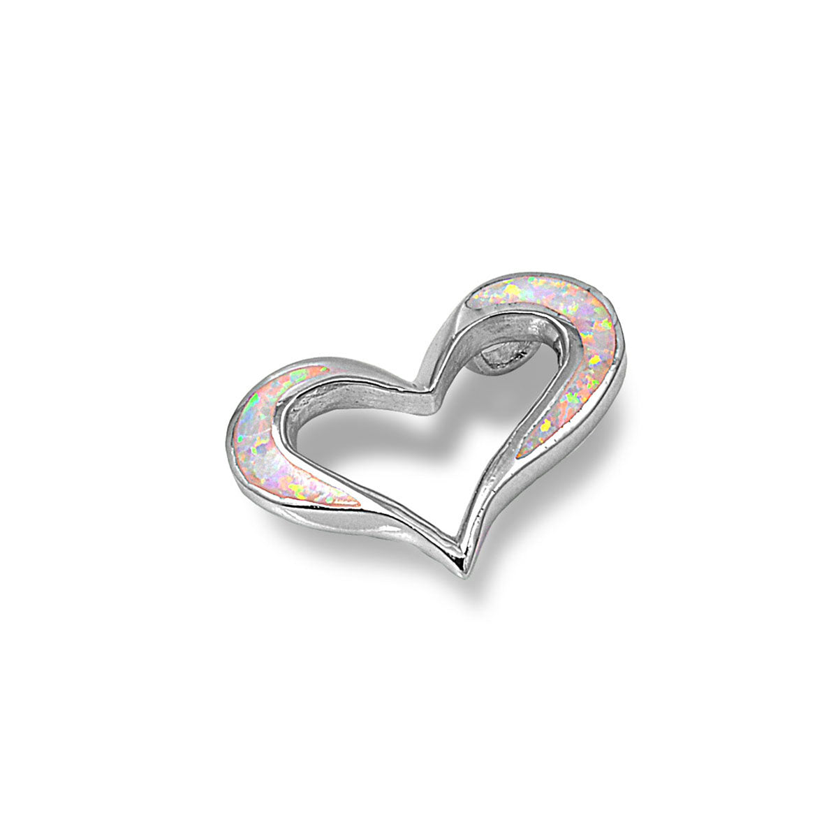 Silver Lab Opal Pendant - Heart