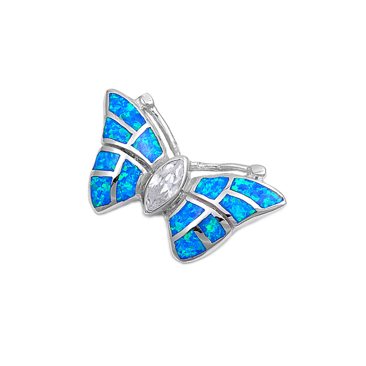 Silver Lab Opal Pendant - Butterfly