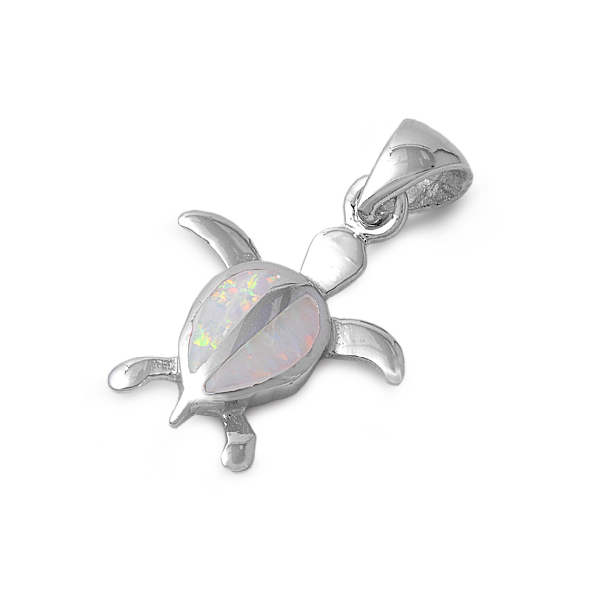 Silver Lab Opal Pendant - Turtle
