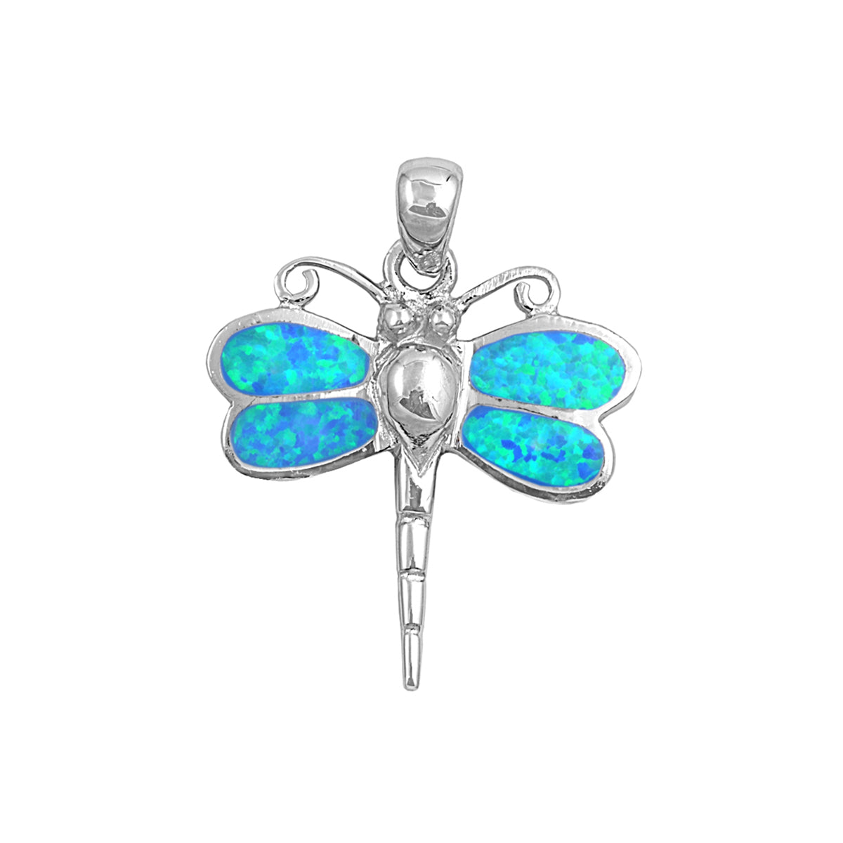 Silver Lab Opal Pendant - Dragonfly