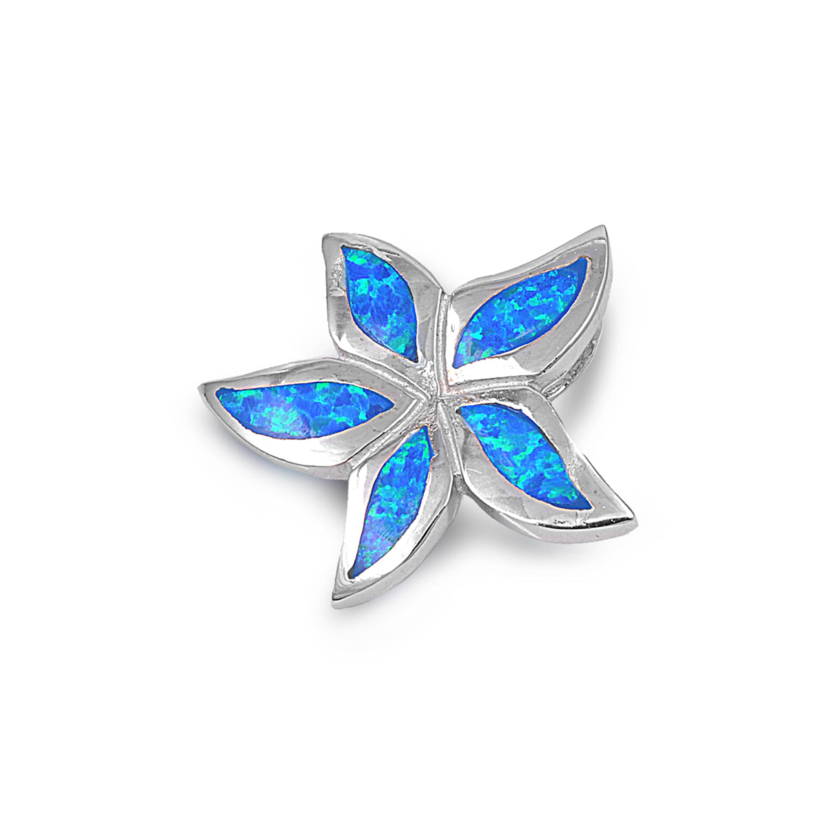 Silver Lab Opal Pendant - Flower