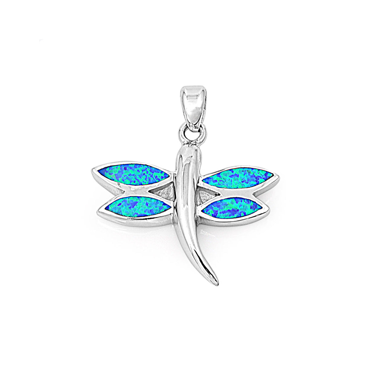 Silver Lab Opal Pendant - Dragonfly