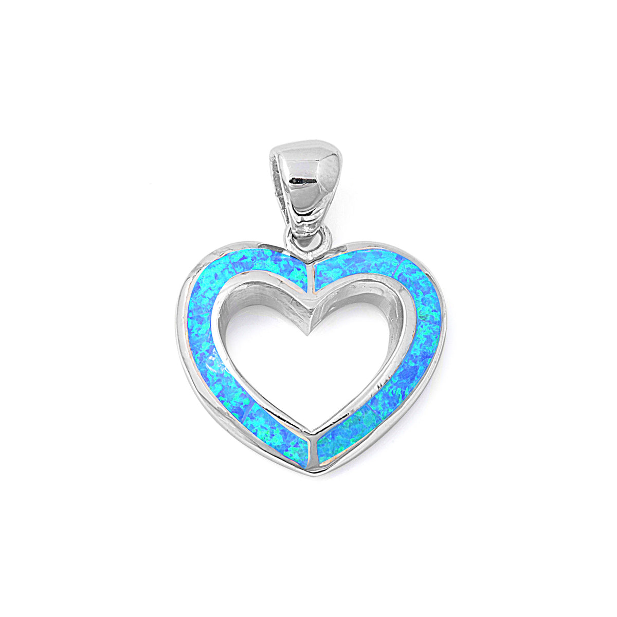 Silver Lab Opal Pendant - Heart