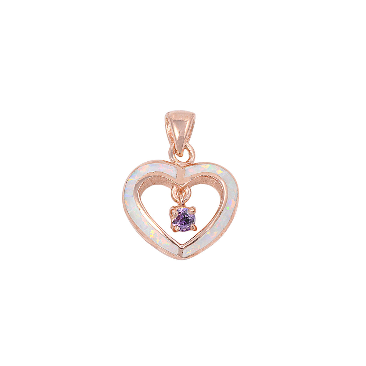 Silver Lab Opal Pendant - Heart