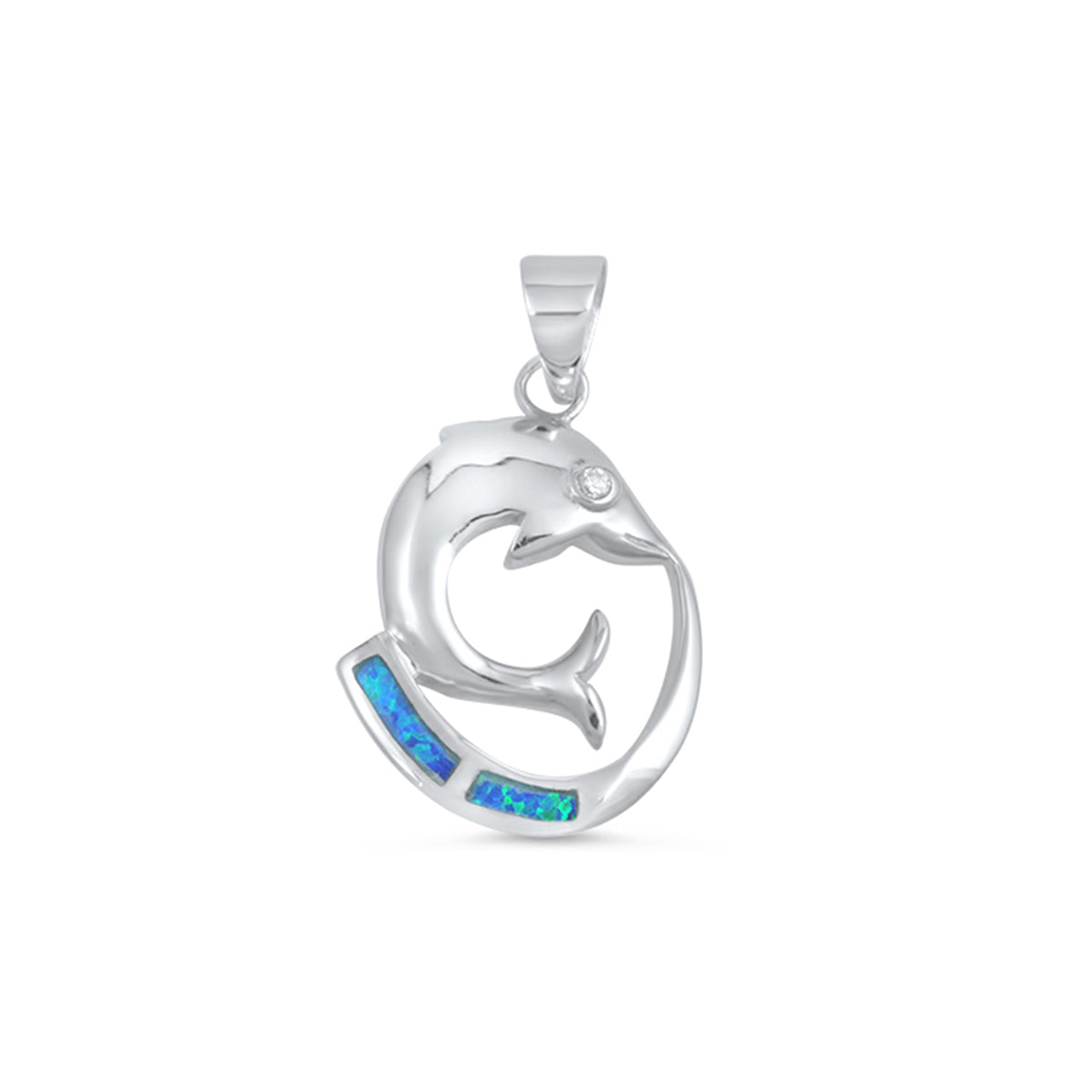 Silver Lab Opal Pendant - Dolphin