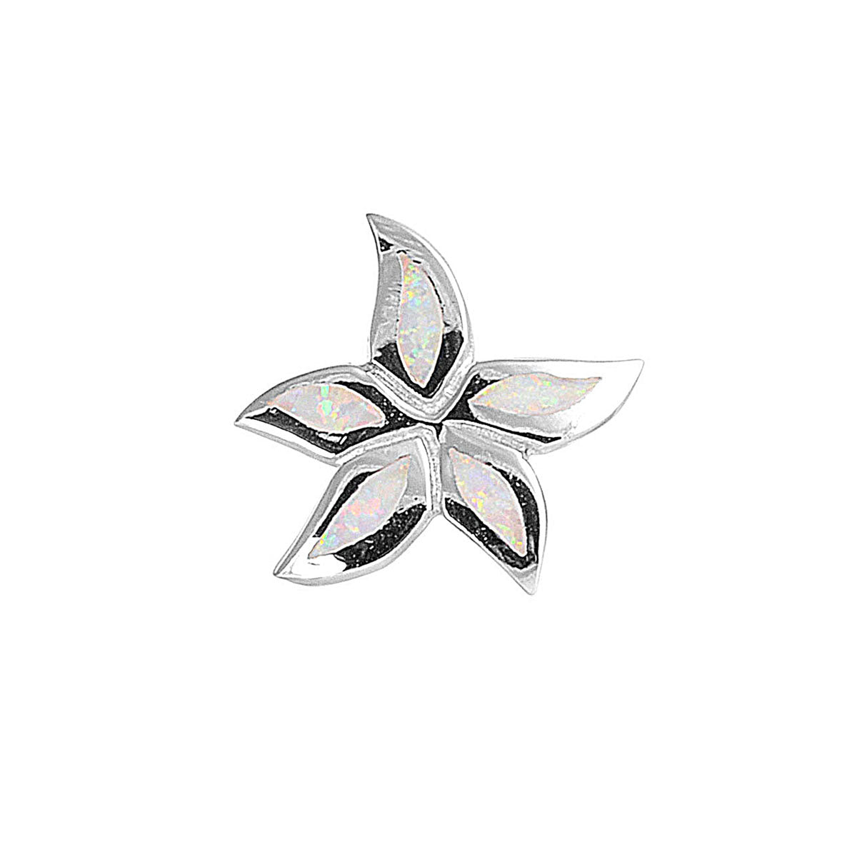 Silver Lab Opal Pendant - Flower