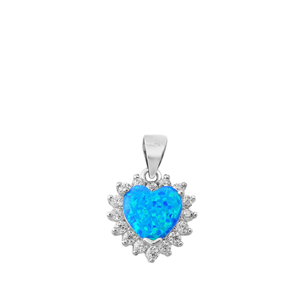 Silver Lab Opal Pendant - Heart