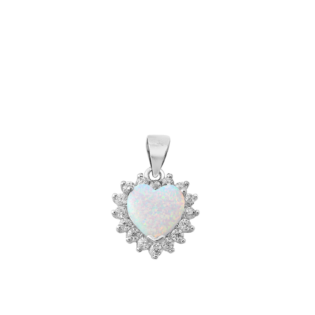 Silver Lab Opal Pendant - Heart