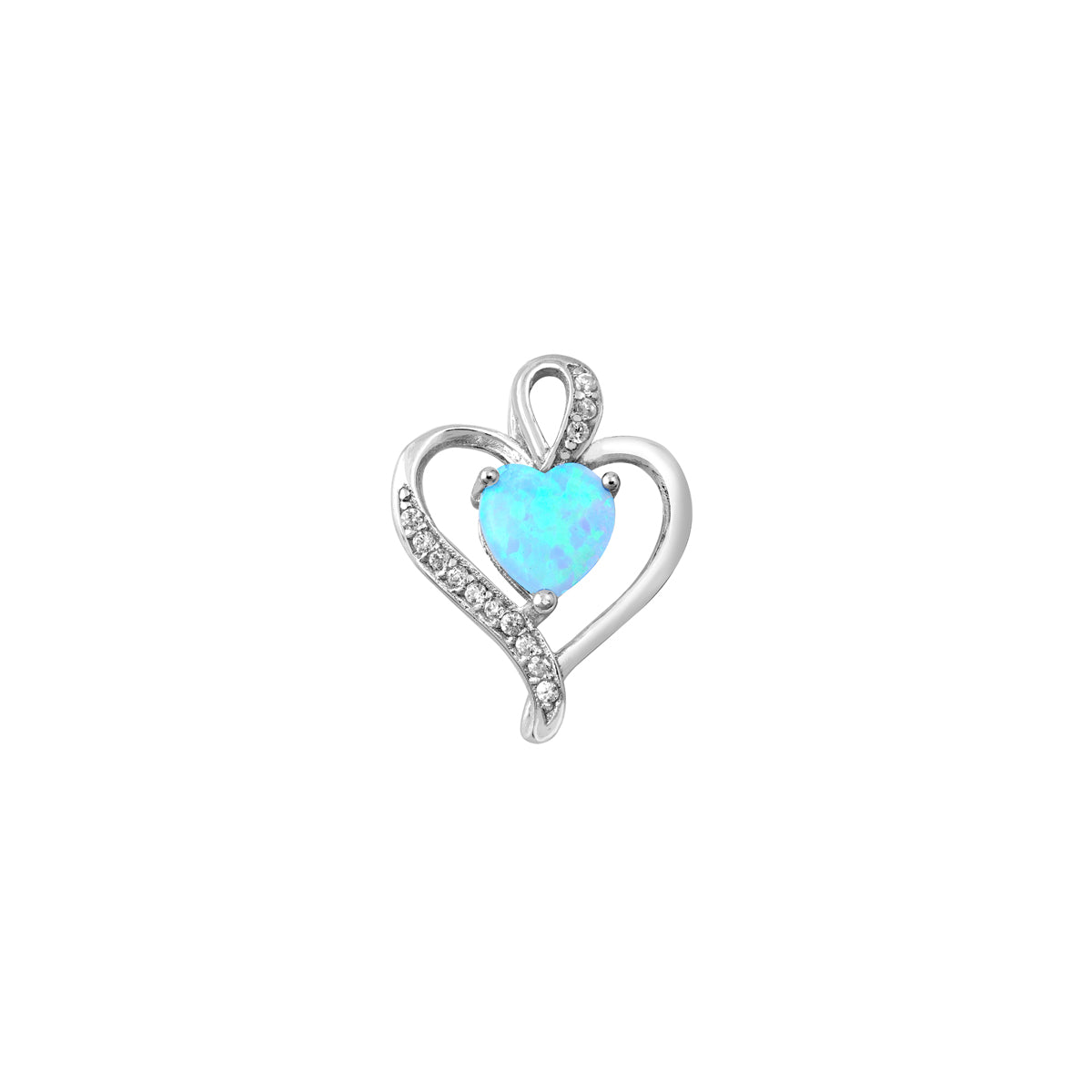 Silver Lab Opal Pendant - Heart