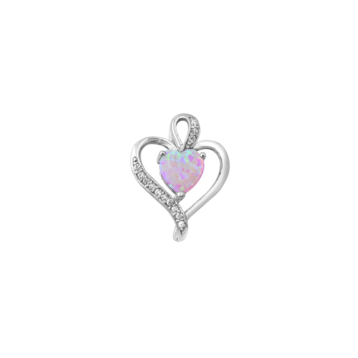 Silver Lab Opal Pendant - Heart
