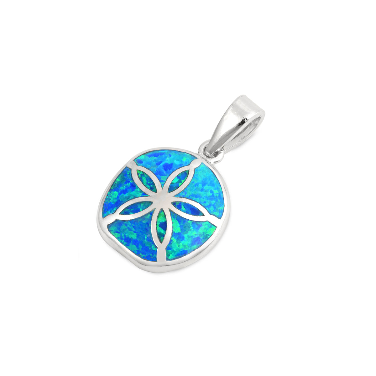 Silver Lab Opal Pendant - Sand Dollar