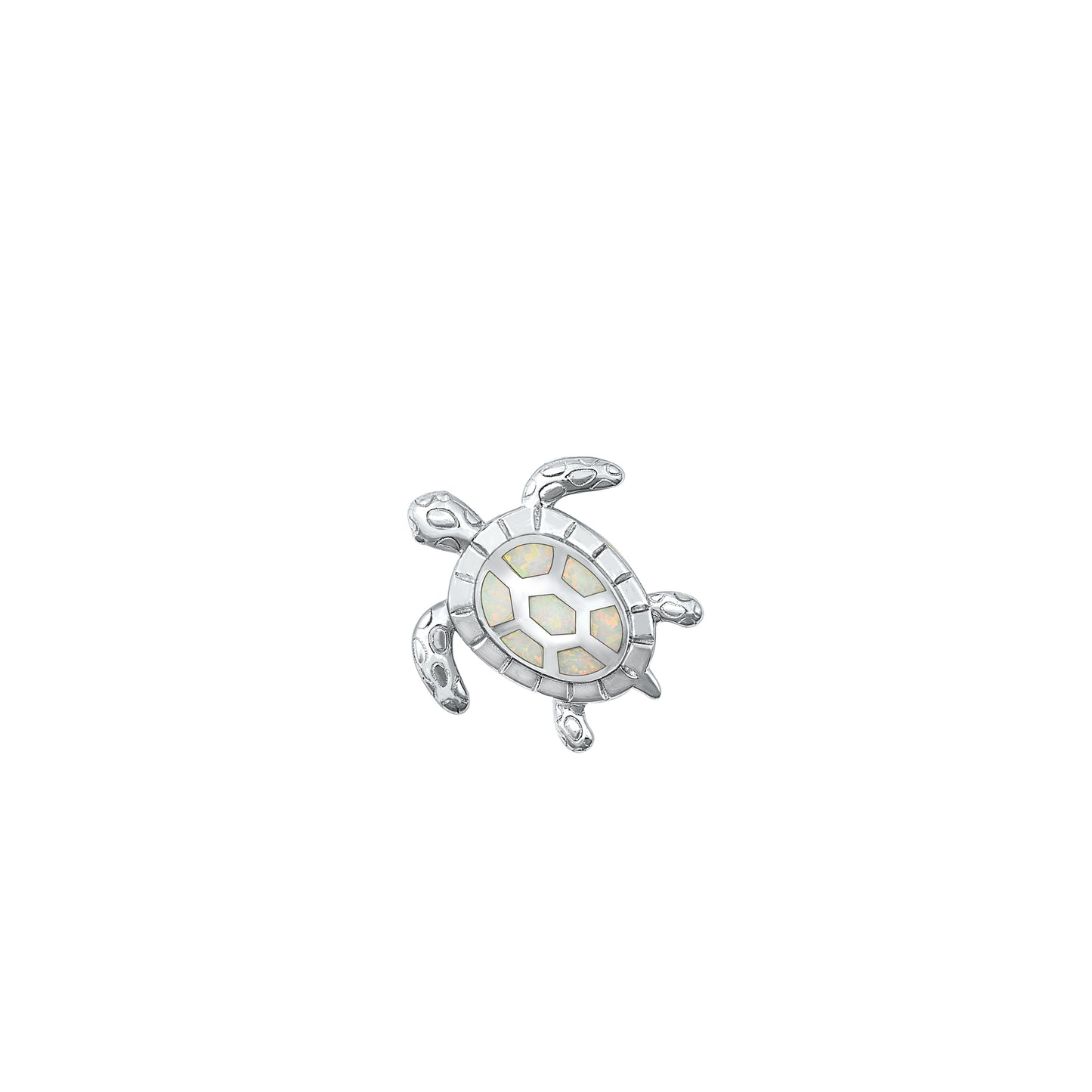 Silver Lab Opal Pendant - Sea Turtle