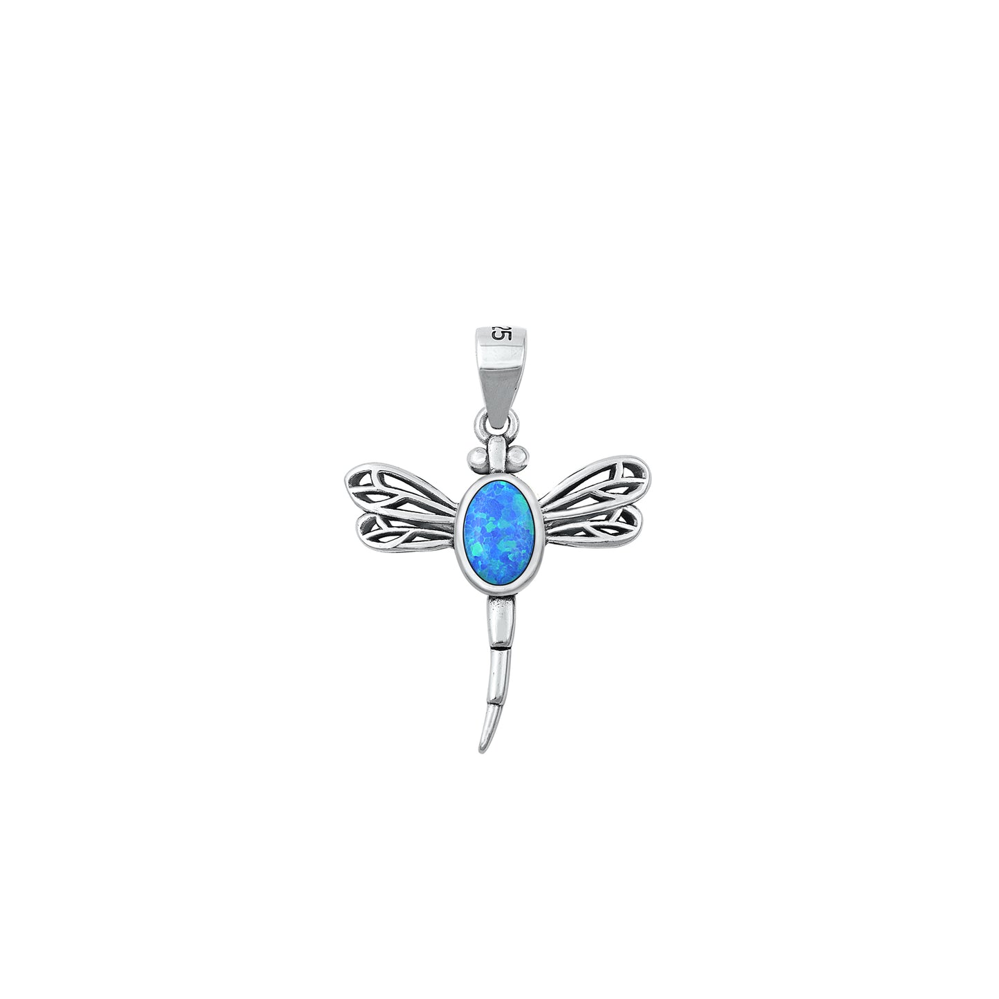 Silver Lab Opal Pendant - Dragonfly