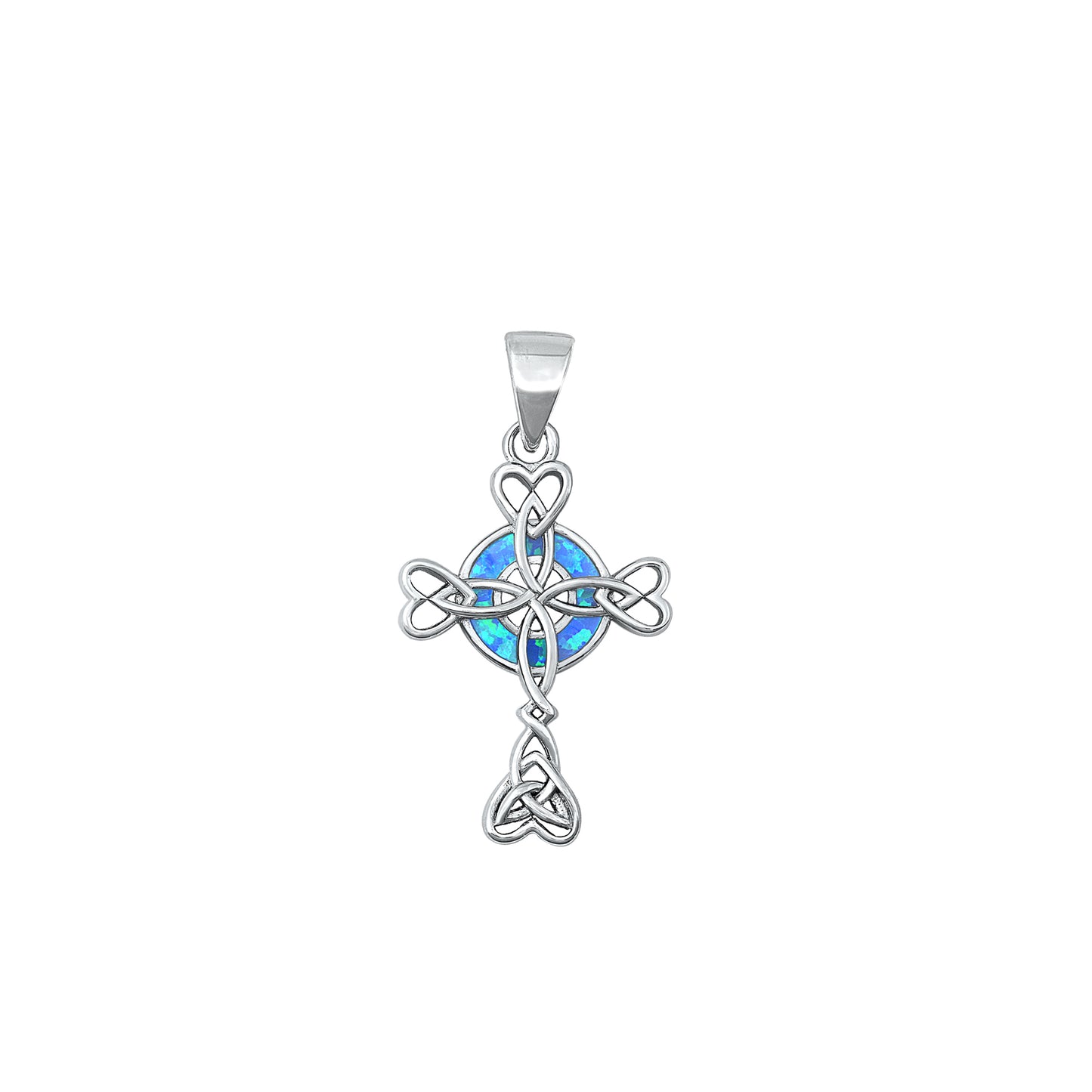 Silver Lab Opal Pendant - Celtic Cross
