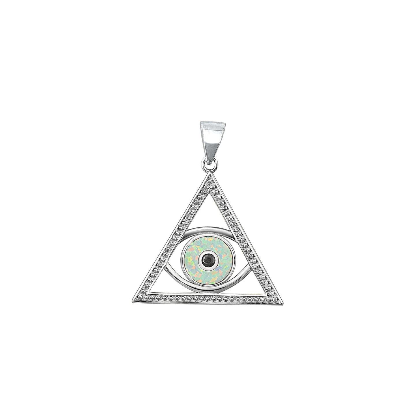 Silver Lab Opal Pendant - Eye of Providence