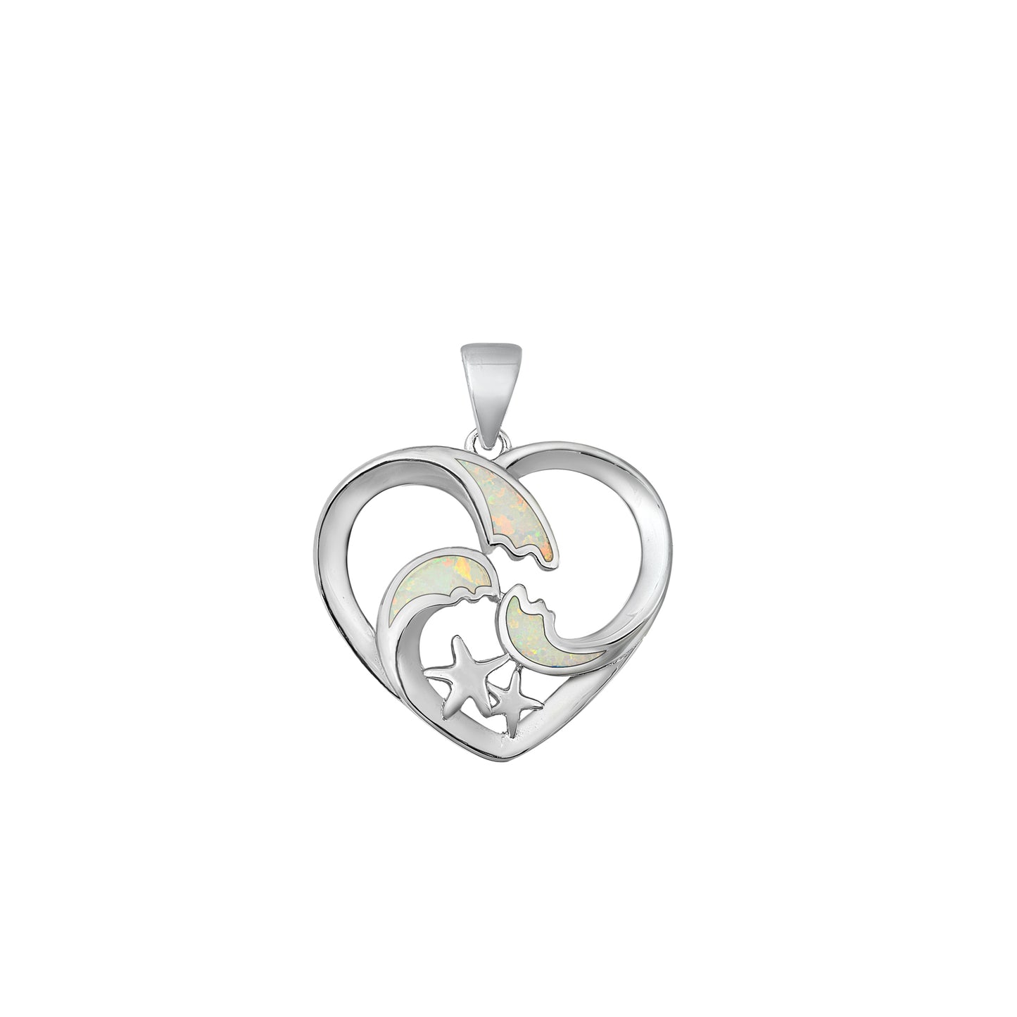 Silver Lab Opal Pendant - Heart