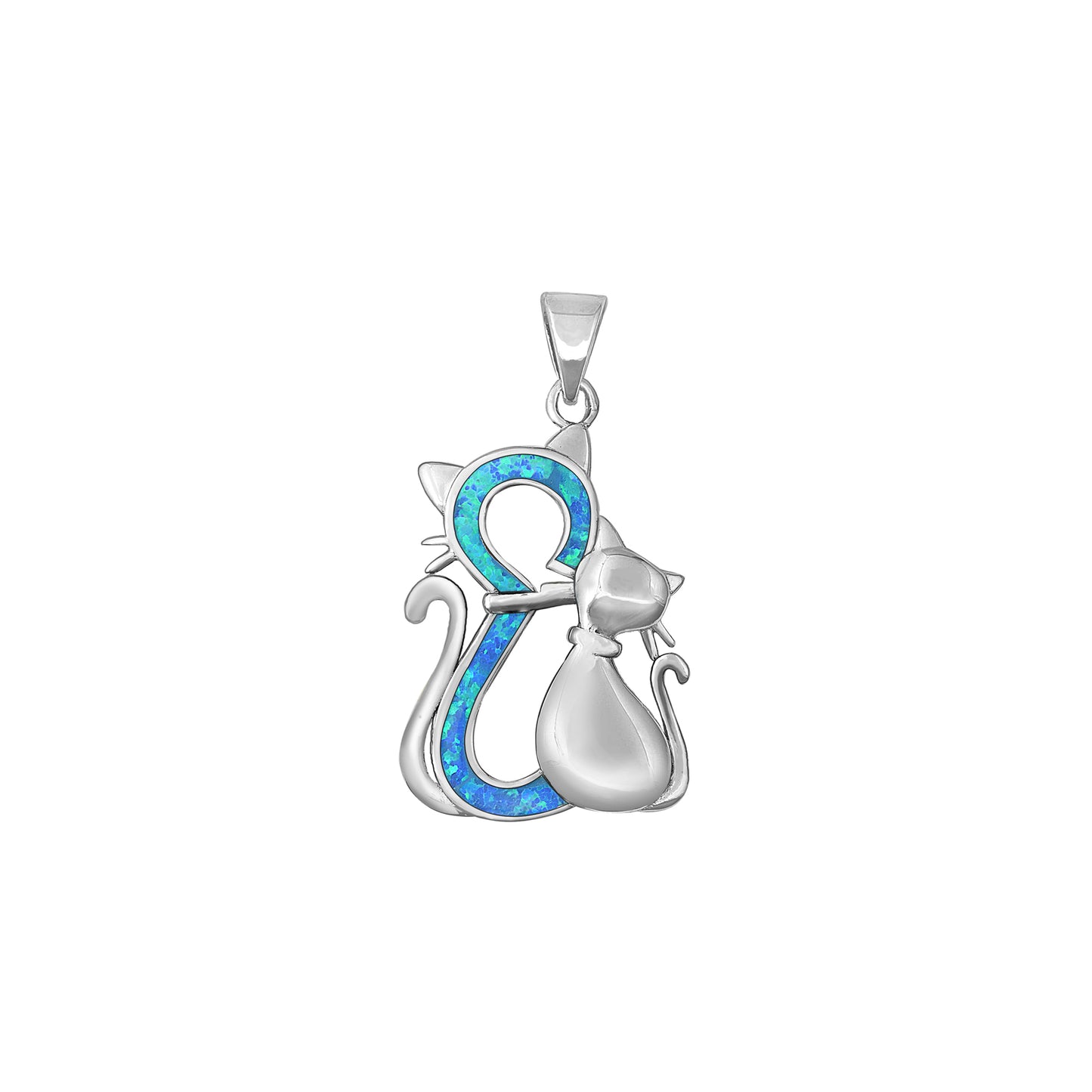 Silver Lab Opal Pendant - Cats
