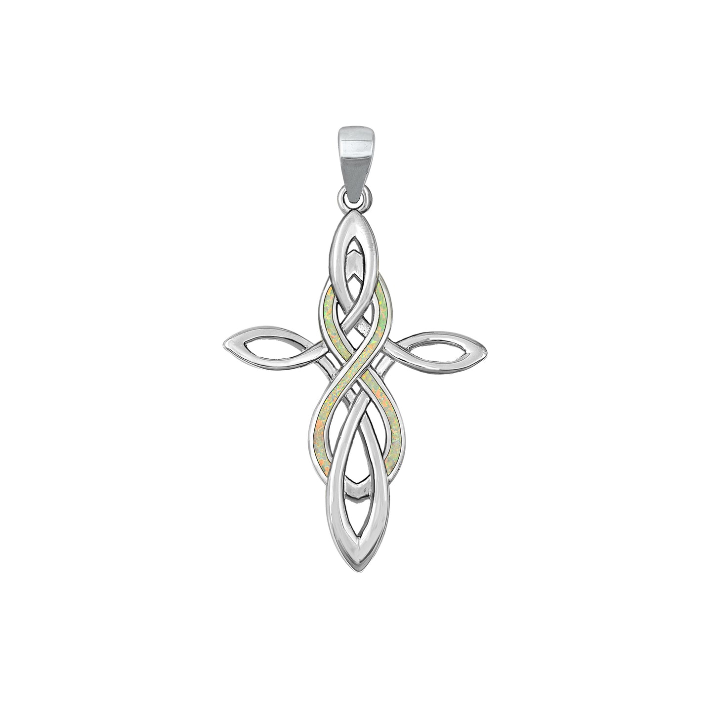 Silver Lab Opal Pendant - Celtic Cross & Infinity