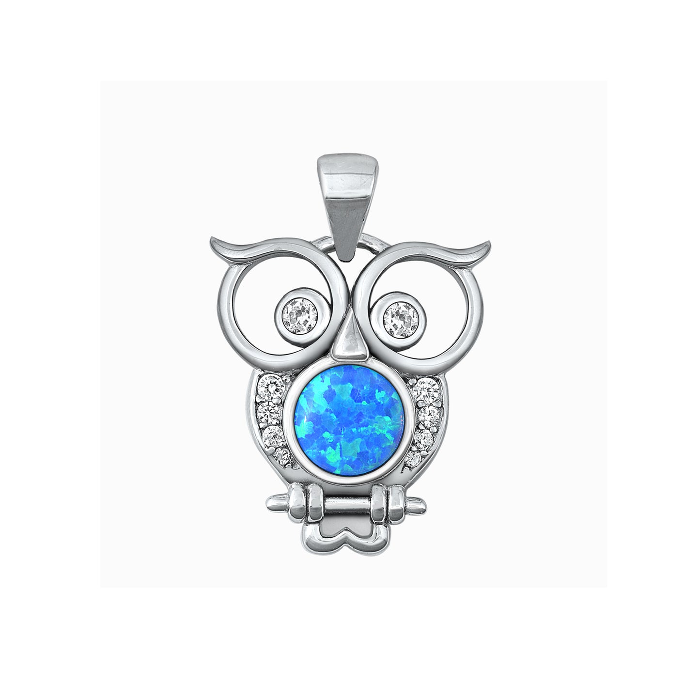 Silver Lab Opal Pendant - Owl