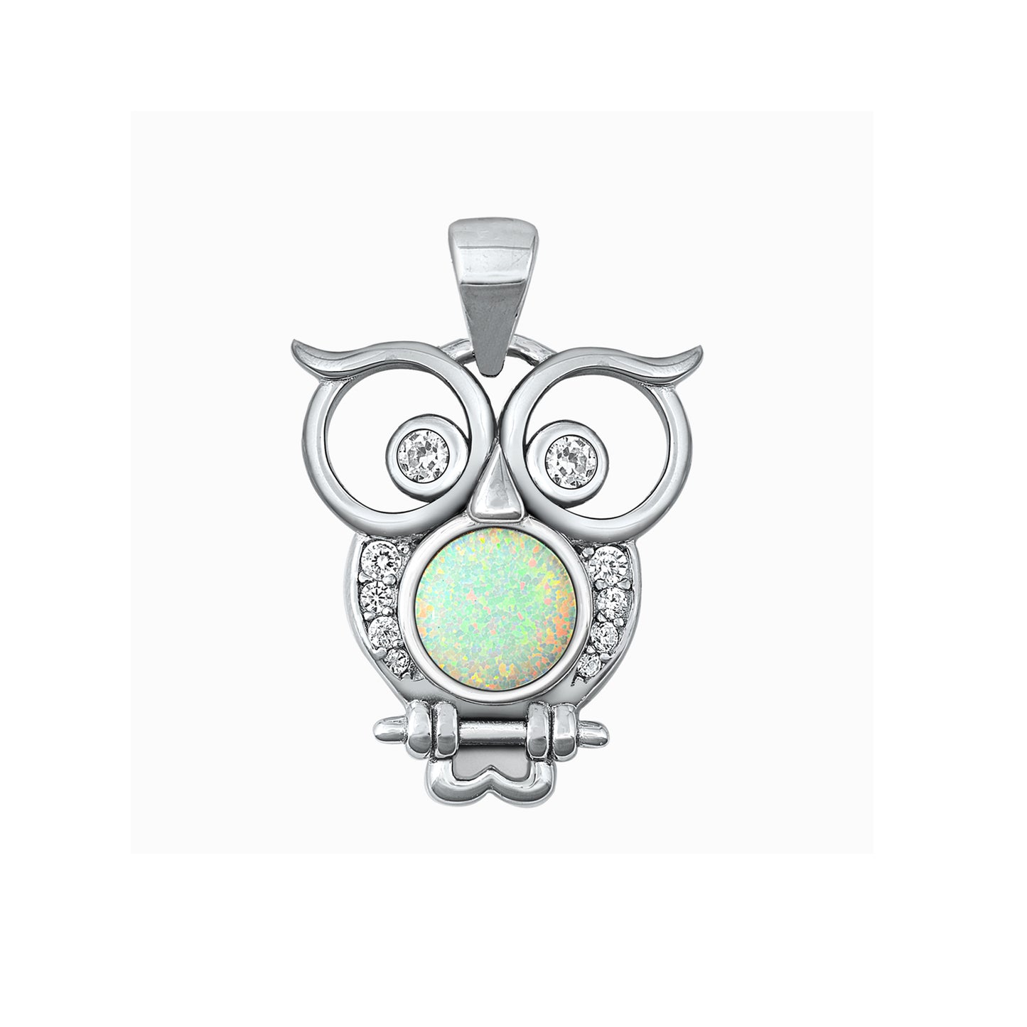 Silver Lab Opal Pendant - Owl