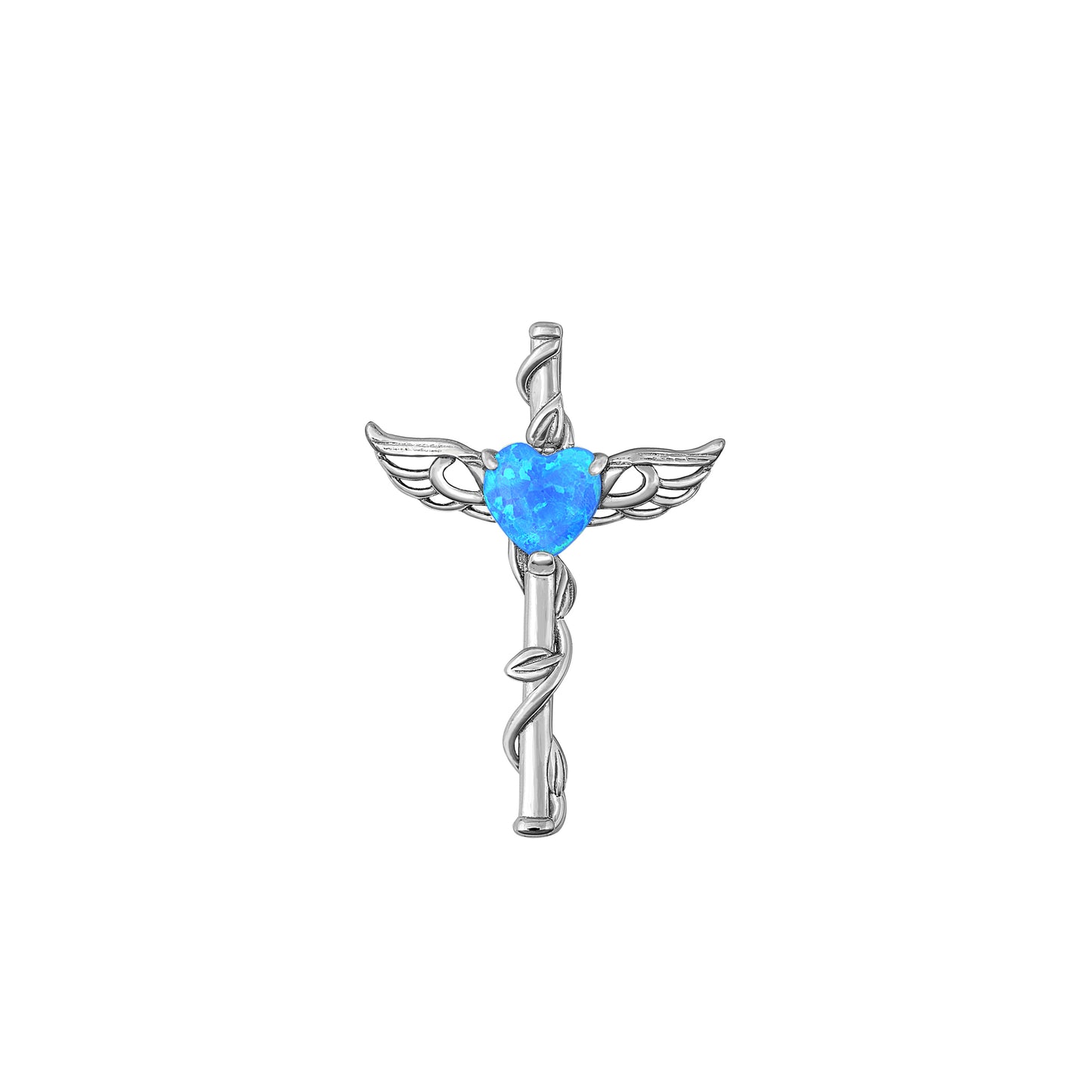 Silver Lab Opal Pendant - Caduceus