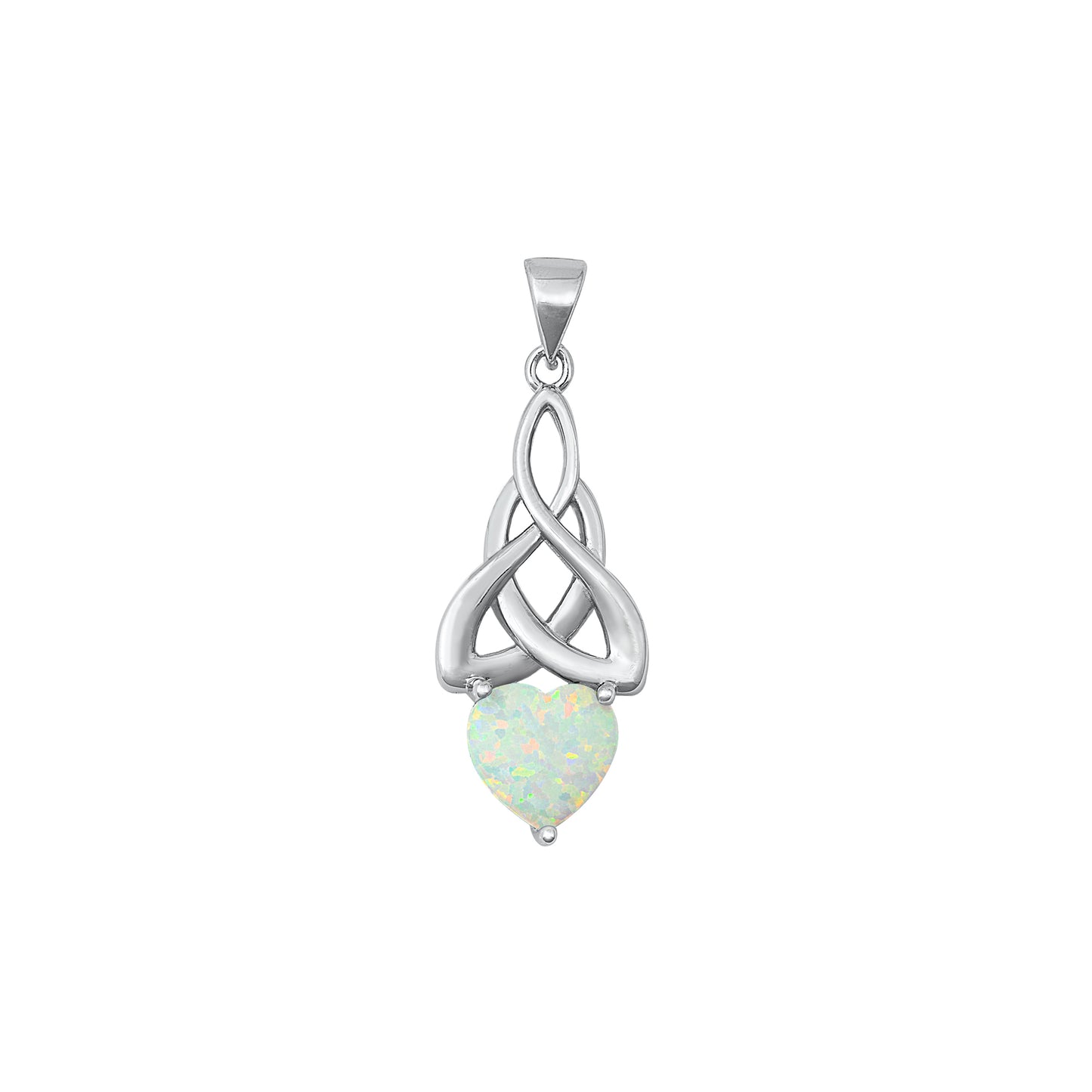 Silver Lab Opal Pendant - Celtic Heart