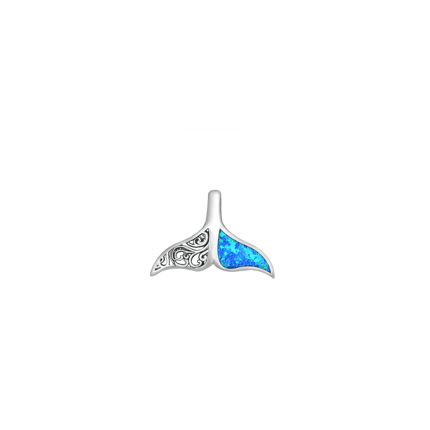 Silver Lab Opal Pendant - Whale Tail