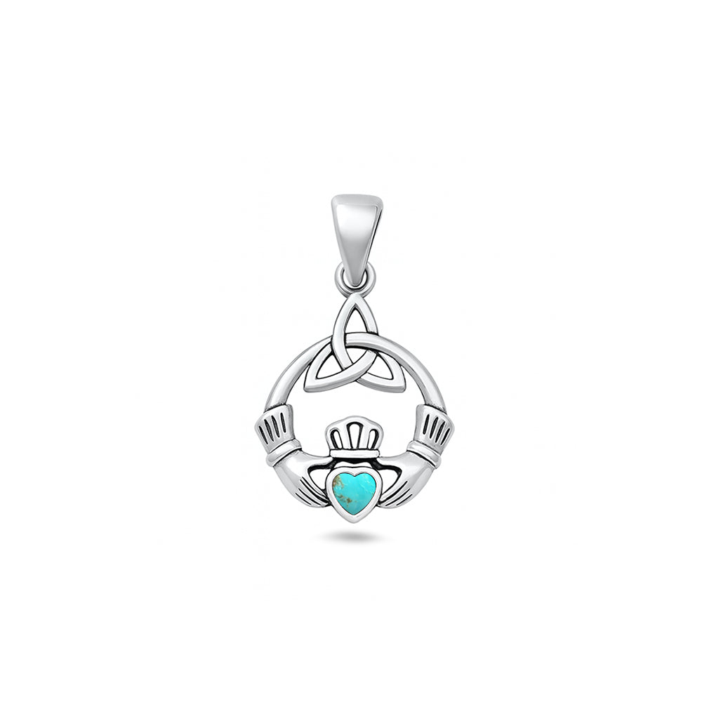 Silver Stone Pendant - Claddagh & Triquetra