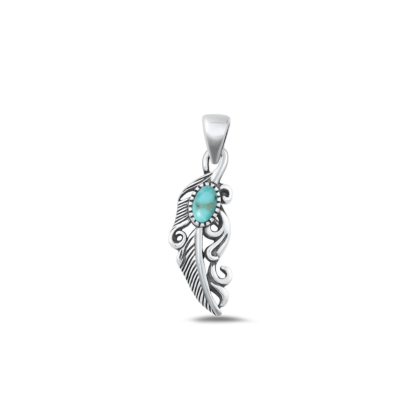 Silver Stone Pendant - Feather