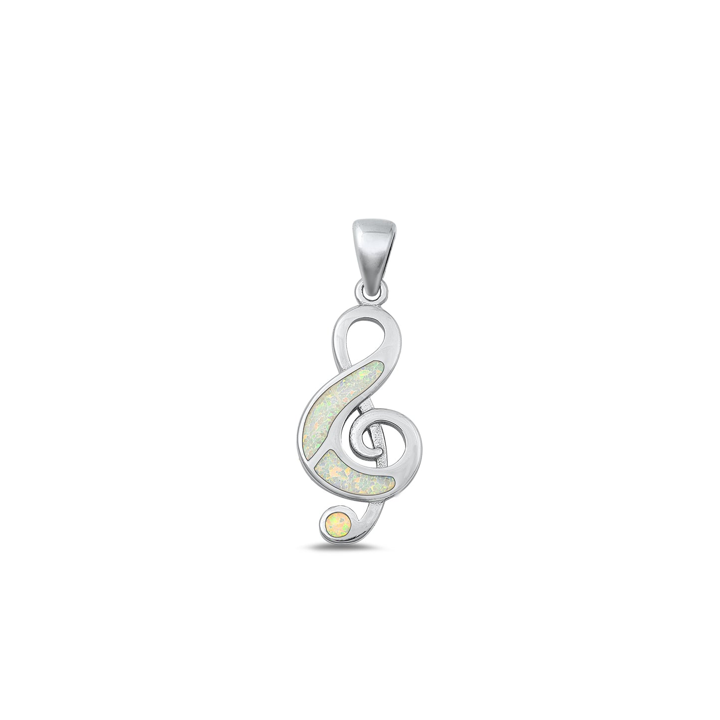 Silver Lab Opal Pendant - Music Note