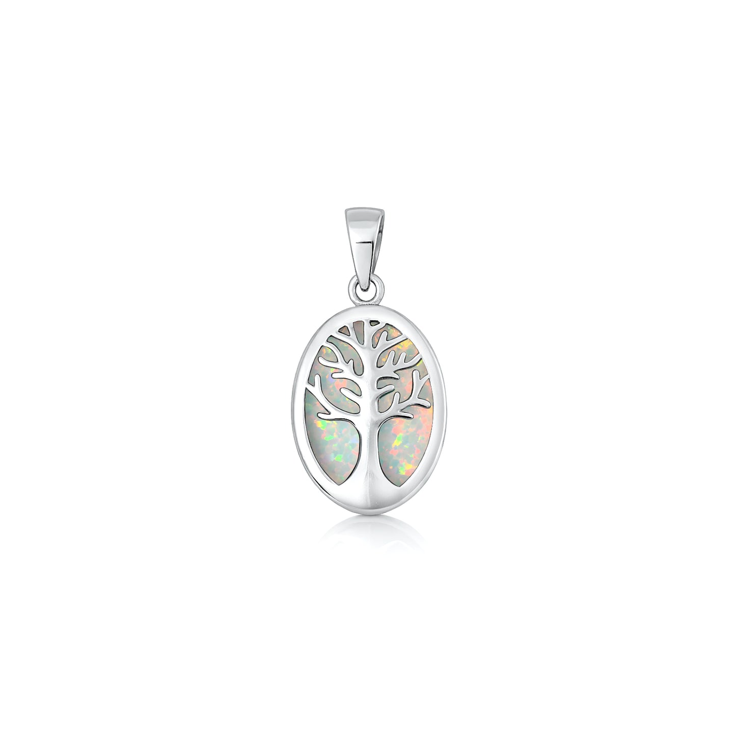 Silver Lab Opal Pendant - Tree of Life