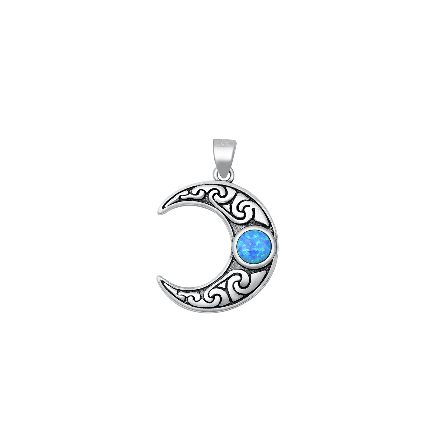 Silver Lab Opal Pendant - Celtic Moon