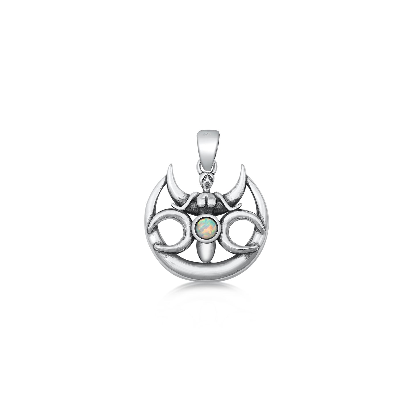 Silver Lab Opal Pendant - Angel