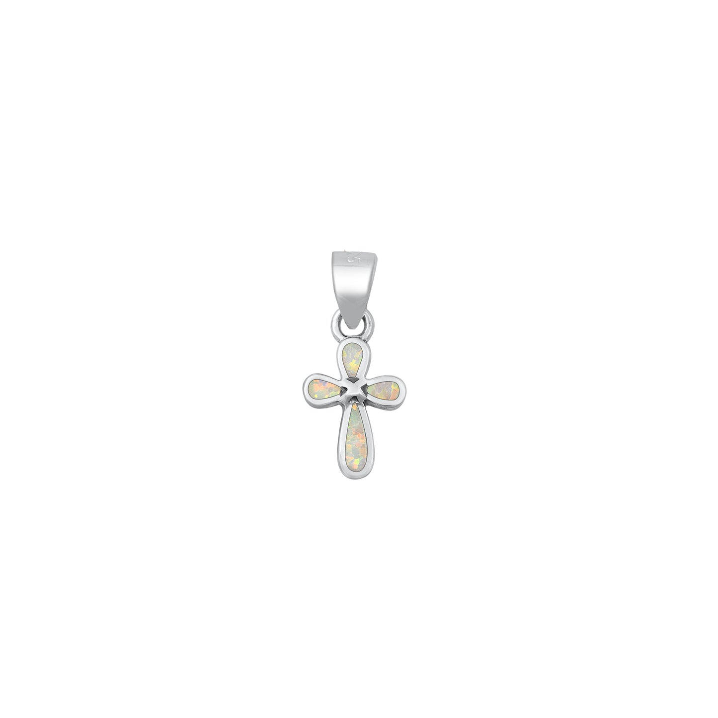 Silver Lab Opal Pendant - Cross
