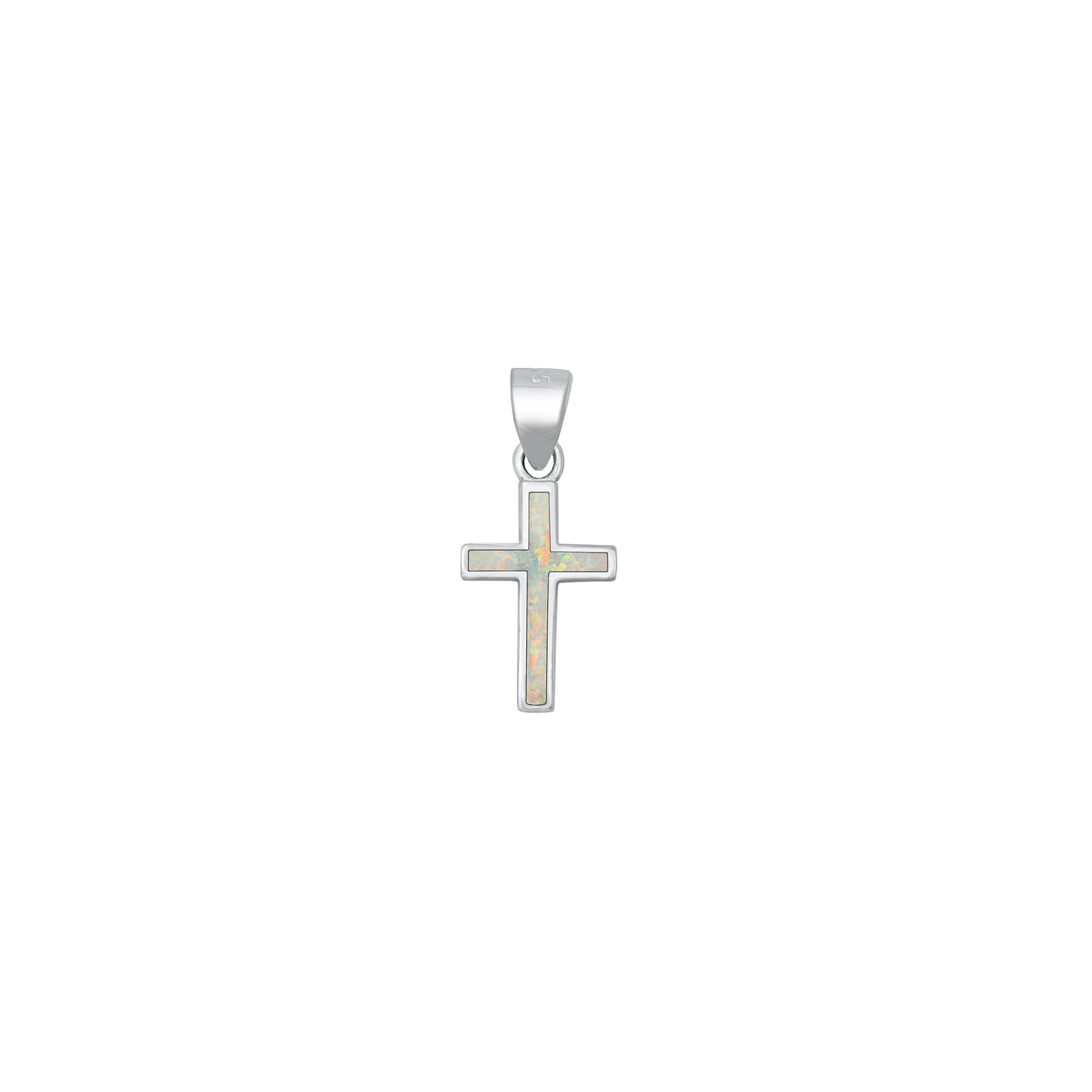 Silver Lab Opal Pendant - Cross