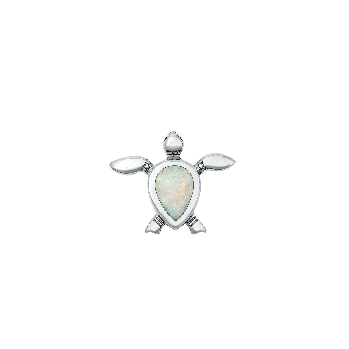 Silver Lab Opal Pendant - Turtle
