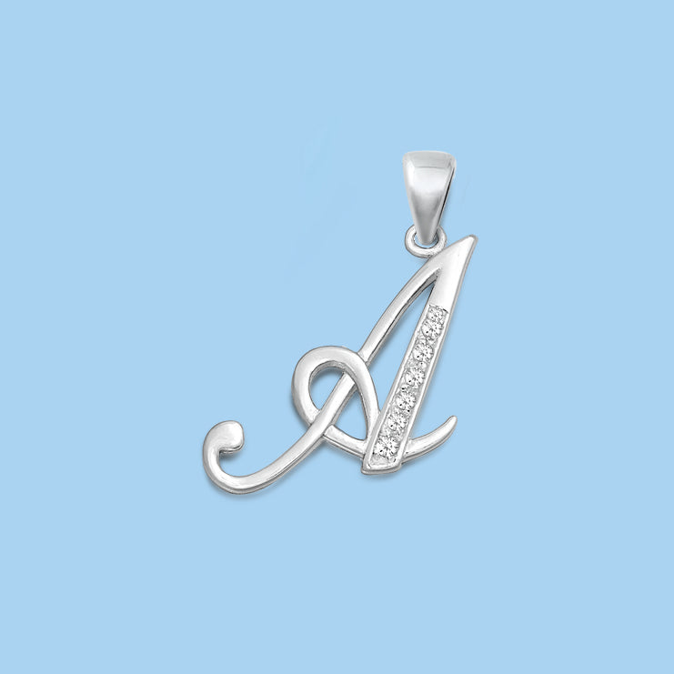 Silver Initial Pendant - A