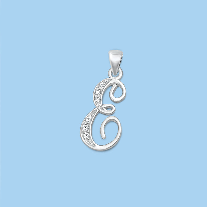 Silver Initial Pendant - E