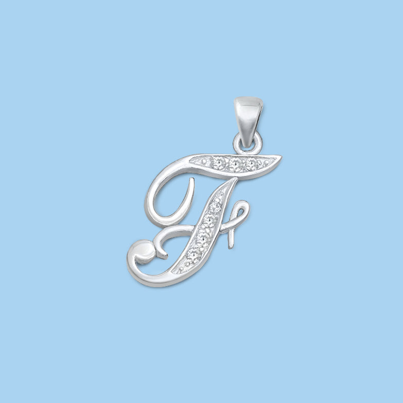 Silver Initial Pendant - F