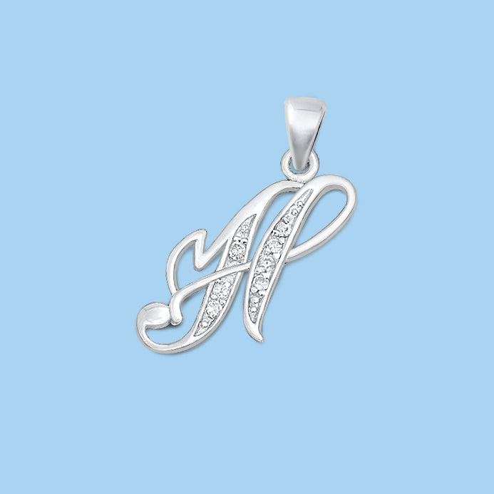 Silver Initial Pendant - H