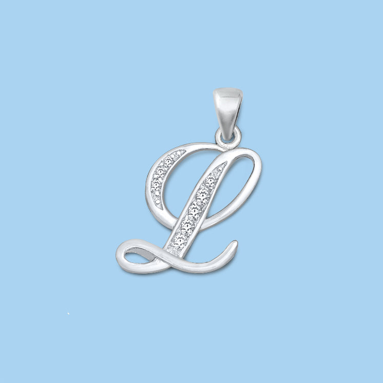 Silver Initial Pendant - L