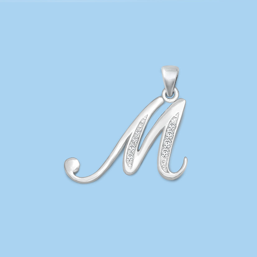 Silver Initial Pendant - M