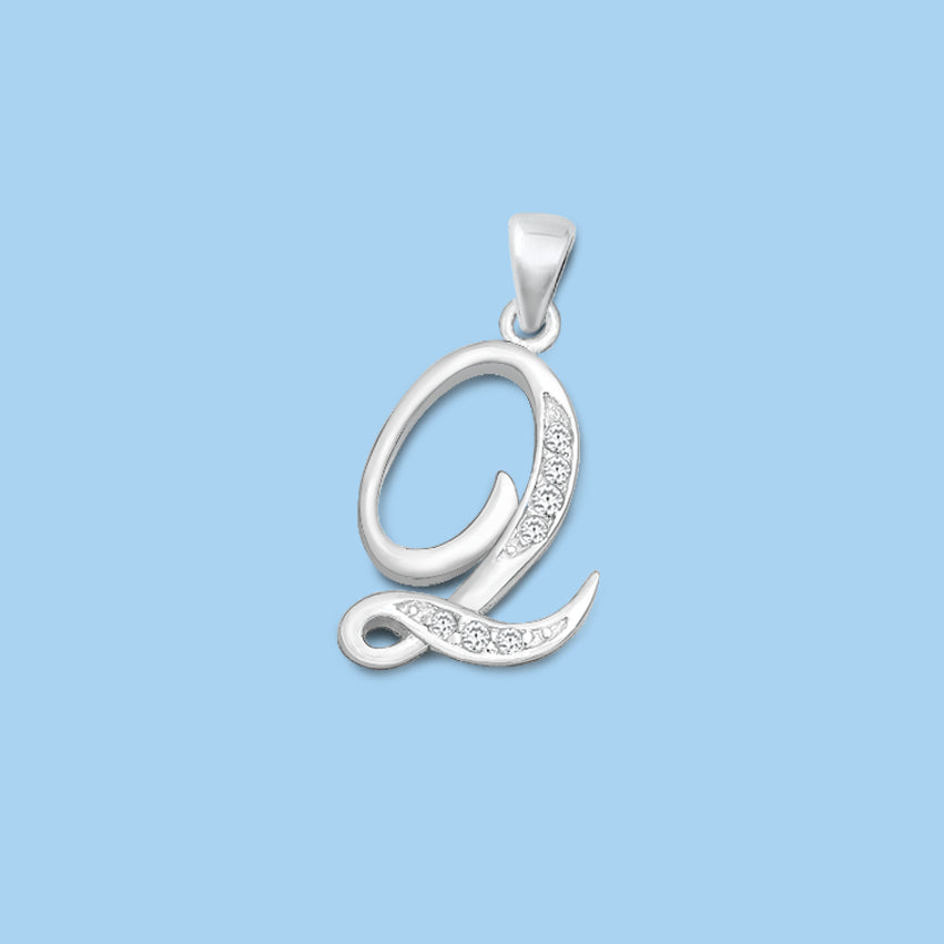 Silver Initial Pendant - Q