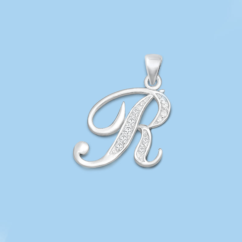 Silver Initial Pendant - R