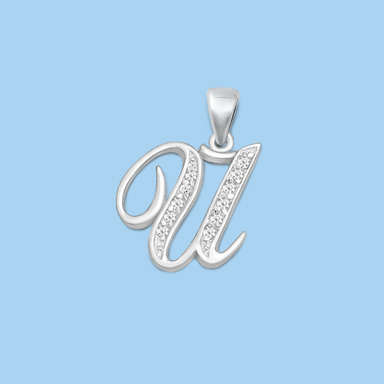 Silver Initial Pendant - U