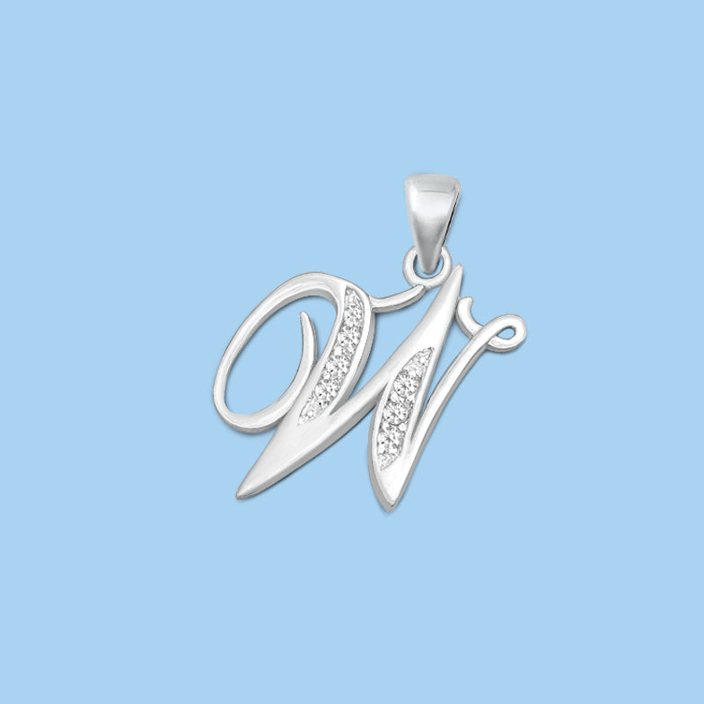 Silver Initial Pendant - W